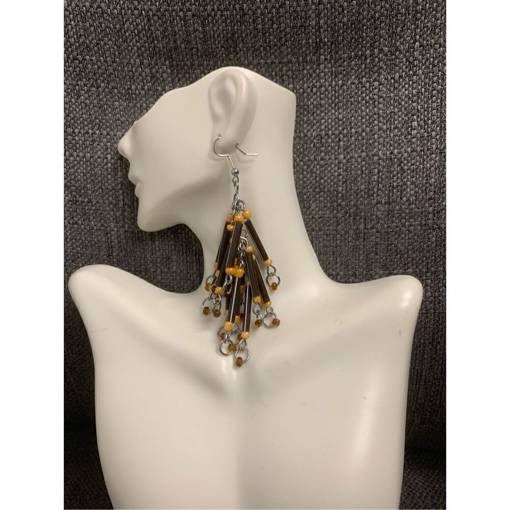 Handmade Straw Dangle Earrings
